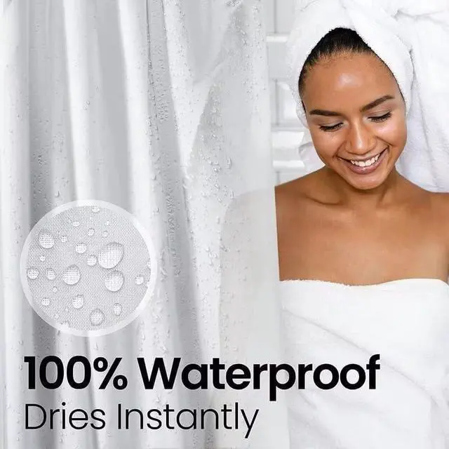 Alt view image 5 of 6 - Bathroom Shower Curtain Waterproof Plastic Shower Curtain Premium PEVA Non-Toxic with Rust Proof Grommets Frosted 8G Bathroom Accessories 72x72