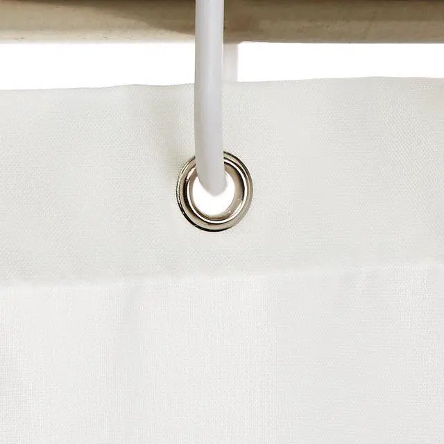 Alt view image 3 of 5 - Bathroom Shower Curtain, Water Repellent Fabric with Weighted Hem, Grommets & Hooks, Machine Washable, 72"x72", White