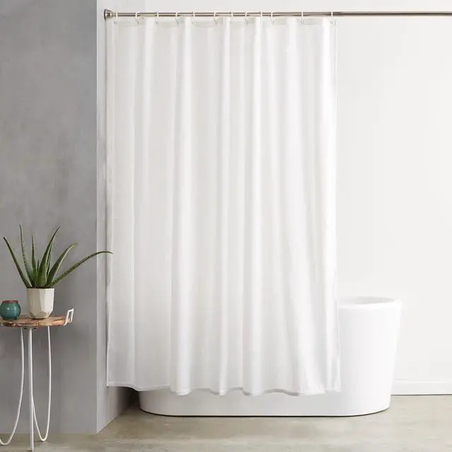 Main image of Bathroom Shower Curtain, Water Repellent Fabric with Weighted Hem, Grommets & Hooks, Machine Washable, 72"x72", White