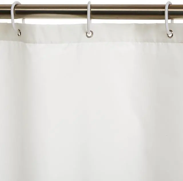 Alt view image 2 of 5 - Bathroom Shower Curtain, Water Repellent Fabric with Weighted Hem, Grommets & Hooks, Machine Washable, 72"x72", White