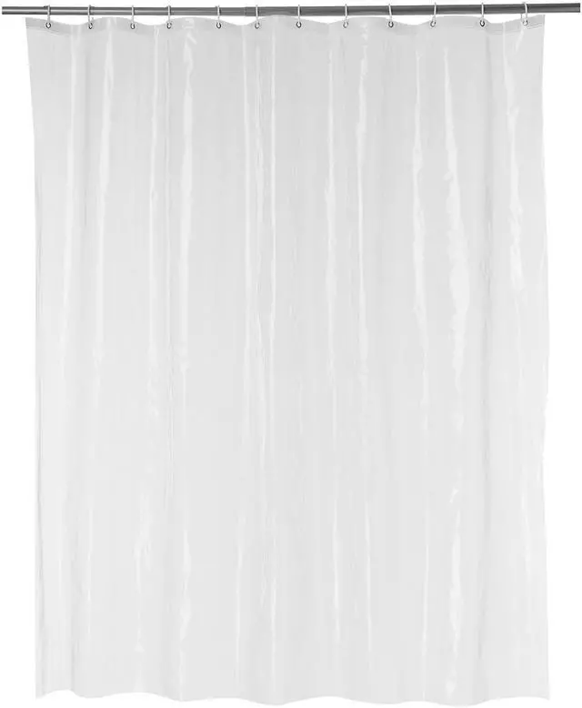 Main image of Water Resistant 8-Gauge PEVA Shower Curtain Liner with Rust-Proof Metal Grommets and Plastic Hooks, 72"L x 72"W, Clear