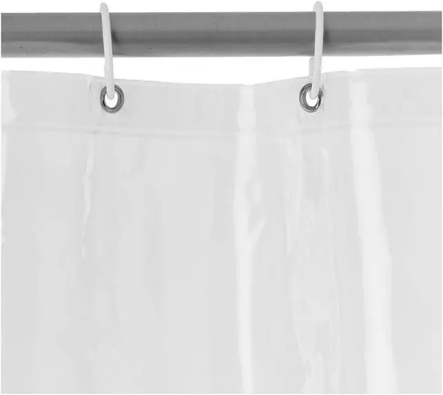 Alt view image 2 of 4 - Water Resistant 8-Gauge PEVA Shower Curtain Liner with Rust-Proof Metal Grommets and Plastic Hooks, 72"L x 72"W, Clear