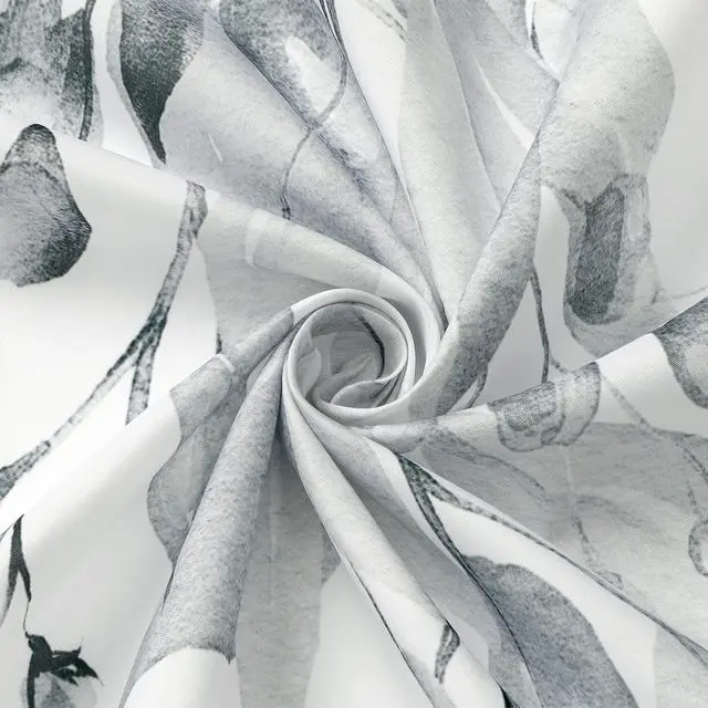 Alt view image 6 of 6 - Grey Eucalyptus Shower Curtain, Watercolor Plant Leaves with Floral Bathroom Shower Curtain Set, Gray White, 72x72