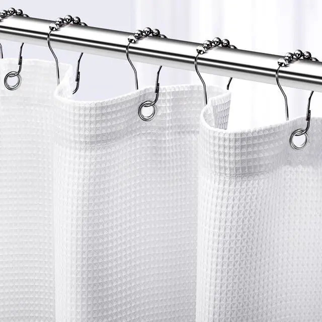 Main image of NEATERIZE Shower Curtain White - Hotel Style Shower Curtains for Bathroom with Waffle Design, 72x72 Inches - White Fabric Shower Curtain - Cortinas de Baño Elegantes