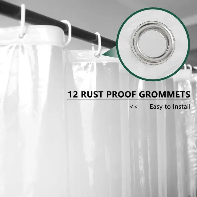 Alt view image 3 of 7 - Extra Long Clear Plastic Shower Curtain Liner, 72x84 Premium Light Weight EVA Bathroom Shower Liner with Rustproof Metal Grommets and 5 Magnets for Shower Stall, Bathtubs(No Hooks)