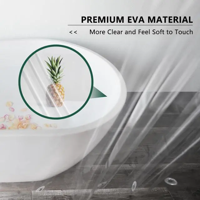 Alt view image 5 of 7 - Extra Long Clear Plastic Shower Curtain Liner, 72x84 Premium Light Weight EVA Bathroom Shower Liner with Rustproof Metal Grommets and 5 Magnets for Shower Stall, Bathtubs(No Hooks)