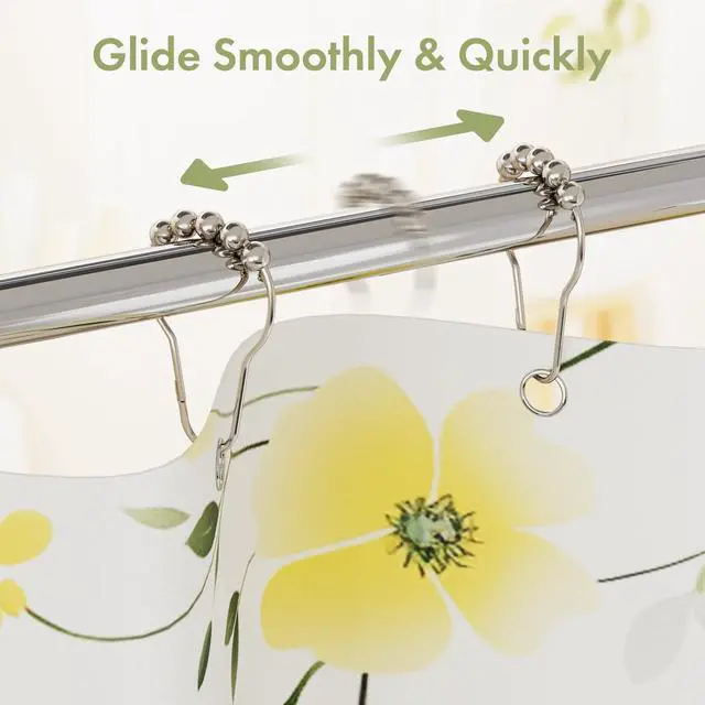 Alt view image 7 of 7 - Shower Curtain Hooks, Decorative Rust Proof Stainless Steel Shower Curtain Hooks for Bathroom Shower Rods Set of 12, Polished Nickel