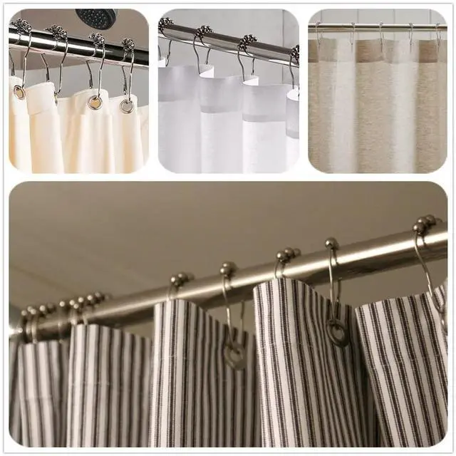 Alt view image 4 of 7 - Shower Curtain Hooks Rings, Rust-Resistant for Bathroom Shower Rods Shower Hooks - Set of 12, Chrome