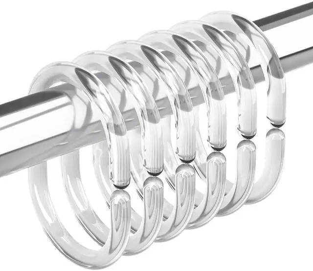 Main image of Plastic Shower Curtain Rings, Shower Curtain Hooks, 24 Pcs C Shaped Shower Hooks for Shower Curtain, Clear Shower Curtain Hooks for Bathroom