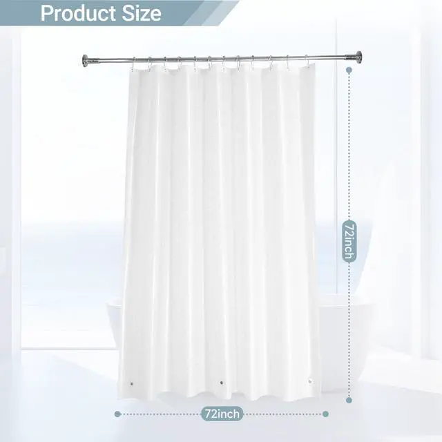 Alt view image 2 of 7 - Starry Glitter Shower Curtain Liner 72×72, Heavy Duty 8G PEVA 3-Layer Waterproof Bathroom Curtain with Frosted & Clear Design, EVA Liner with 3 Magnets & 12 Hooks