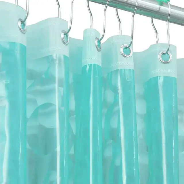 Main image of EVA 3D Teal Pearl Water Cube Plastic Shower Curtain Liner - Premium Light Weight 72" x 72" Teal Bathroom Shower Showroom Curtain Liner with Rustproof Metal Gromments and Weighted Magnet
