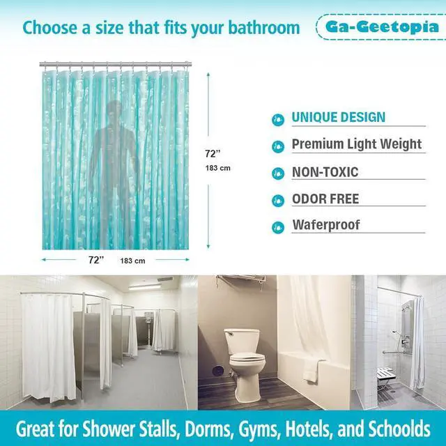 Alt view image 6 of 7 - EVA 3D Teal Pearl Water Cube Plastic Shower Curtain Liner - Premium Light Weight 72" x 72" Teal Bathroom Shower Showroom Curtain Liner with Rustproof Metal Gromments and Weighted Magnet
