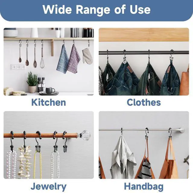 Alt view image 5 of 7 - Black Shower Curtain Hooks Rings, Rust-Resistant Metal Double Glide Shower Hooks for Bathroom Shower Rods Curtains, Set of 12 Hooks - Matte Black