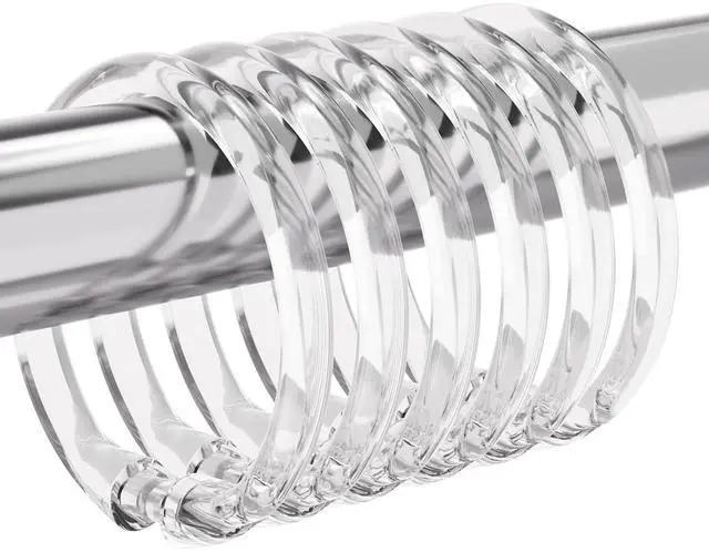 Main image of Plastic Shower Curtain Rings, 24 Pcs Shower Curtain Hooks, O Shape Clear Shower Curtain Hooks Rings, Easy to Snap Closure, Shower Hooks for Shower Curtain and Liner Bathroom