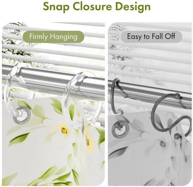 Alt view image 4 of 7 - Plastic Shower Curtain Rings, 24 Pcs Shower Curtain Hooks, O Shape Clear Shower Curtain Hooks Rings, Easy to Snap Closure, Shower Hooks for Shower Curtain and Liner Bathroom