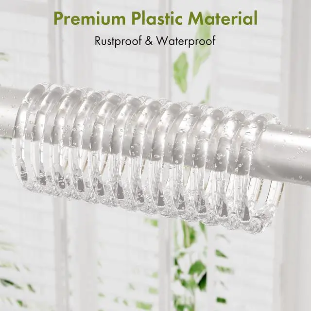 Alt view image 3 of 7 - Plastic Shower Curtain Rings, 24 Pcs Shower Curtain Hooks, O Shape Clear Shower Curtain Hooks Rings, Easy to Snap Closure, Shower Hooks for Shower Curtain and Liner Bathroom