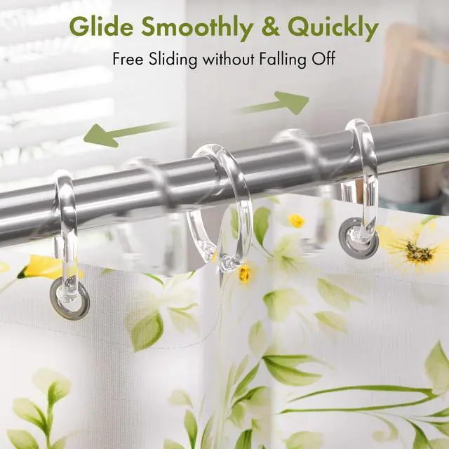 Alt view image 5 of 7 - Plastic Shower Curtain Rings, 24 Pcs Shower Curtain Hooks, O Shape Clear Shower Curtain Hooks Rings, Easy to Snap Closure, Shower Hooks for Shower Curtain and Liner Bathroom