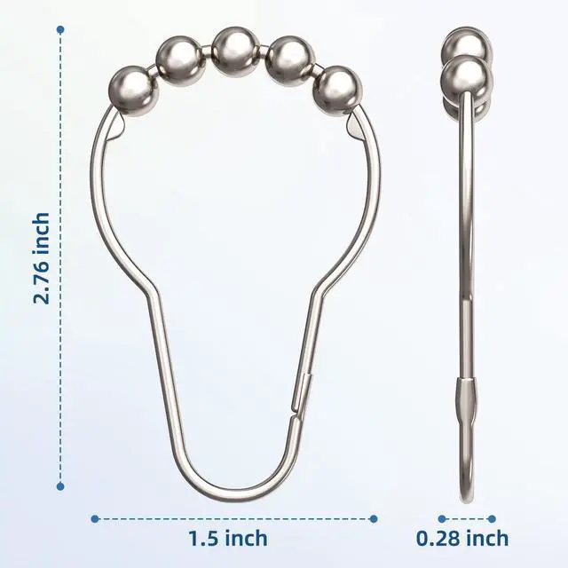 Alt view image 6 of 7 - Shower Curtain Hooks Rings, Rust-Resistant Metal Shower Curtain Hooks for Bathroom Shower Rods Shower Hooks Shower Rings for Curtain - Set of 12, Nickel