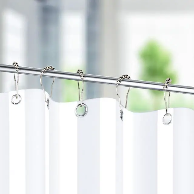 Alt view image 7 of 7 - Shower Curtain Hooks Rings, Rust-Resistant Metal Shower Curtain Hooks for Bathroom Shower Rods Shower Hooks Shower Rings for Curtain - Set of 12, Nickel