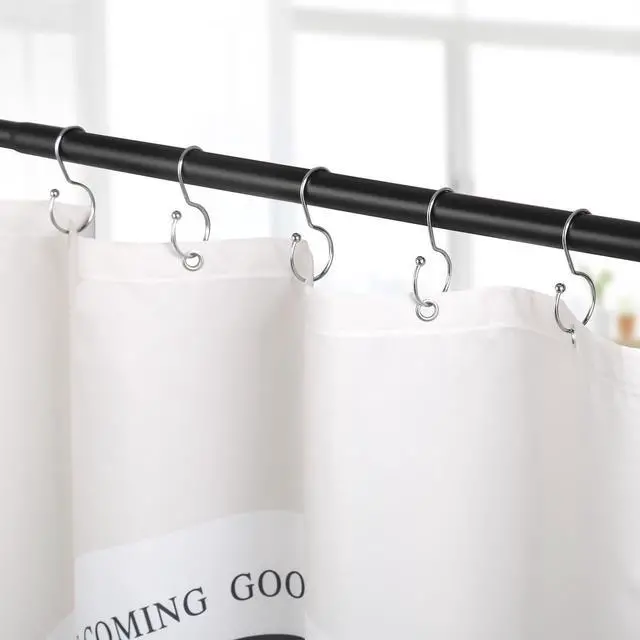 Alt view image 7 of 7 - Shower Curtain Hooks, Anti-Fall S-Shaped Shower Curtain Ring, Decorative Silver Shower Curtain Hooks Rings Rust Proof Shower Rings for Curtain, Shower Hooks for Shower Curtain, 12 Pack, Chrome