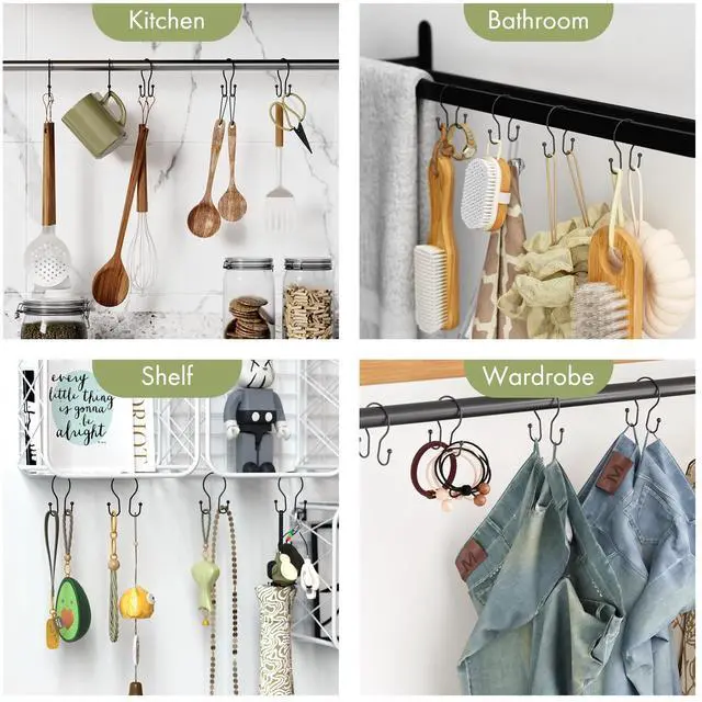 Alt view image 7 of 7 - Shower Curtain Hooks Black Shower Curtain Rings, Simple Double Hook Shower Curtain Hooks Rust Proof, Smooth Sturdy Metal Shower Hooks for Shower Curtain Rod, 12 Pcs Shower Rod Hooks