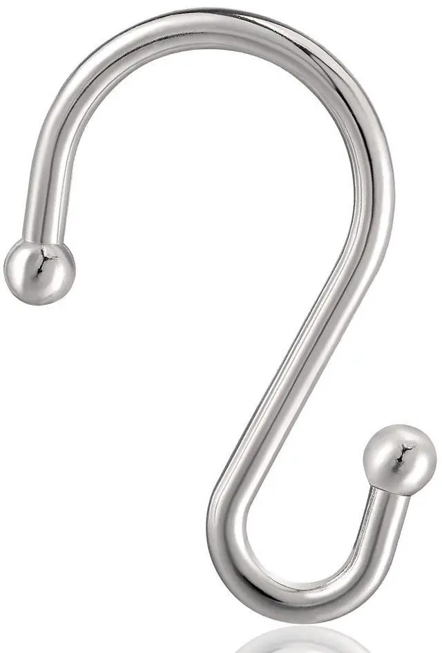 Alt view image 3 of 7 - Nickel Shower Curtain Hooks, Rust Proof Shower Curtain Rings for Bathroom, Set of 12 CHICTIE Silver S Shaped Decorative Shower Curtain Hooks Hangers for Bathroom Curtains,Clothing, Towels, etc