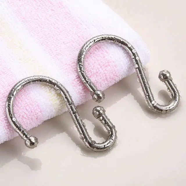 Alt view image 6 of 7 - Nickel Shower Curtain Hooks, Rust Proof Shower Curtain Rings for Bathroom, Set of 12 CHICTIE Silver S Shaped Decorative Shower Curtain Hooks Hangers for Bathroom Curtains,Clothing, Towels, etc