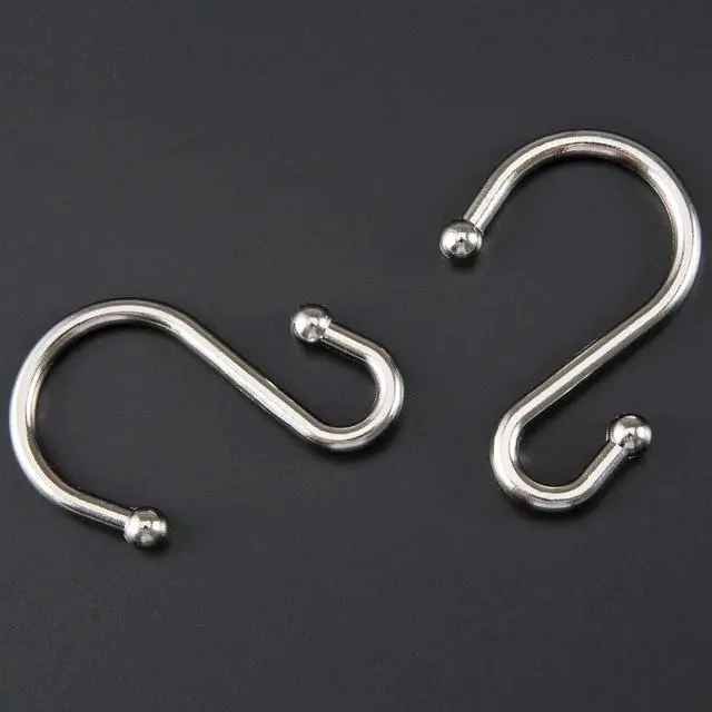 Alt view image 2 of 7 - Nickel Shower Curtain Hooks, Rust Proof Shower Curtain Rings for Bathroom, Set of 12 CHICTIE Silver S Shaped Decorative Shower Curtain Hooks Hangers for Bathroom Curtains,Clothing, Towels, etc