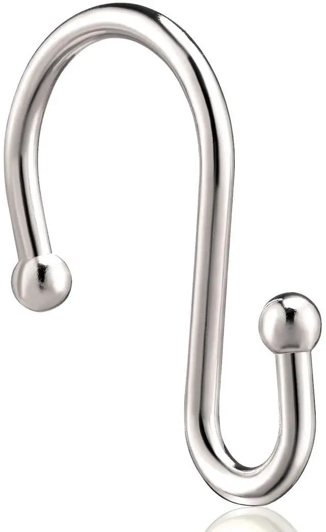 Alt view image 7 of 7 - Nickel Shower Curtain Hooks, Rust Proof Shower Curtain Rings for Bathroom, Set of 12 CHICTIE Silver S Shaped Decorative Shower Curtain Hooks Hangers for Bathroom Curtains,Clothing, Towels, etc