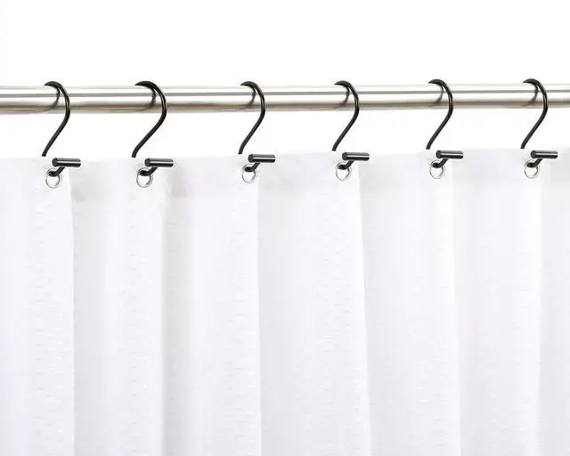 Alt view image 4 of 6 - Black Shower Curtain Hooks Rings, Decorative for Bathroom Shower Rods, Set of 12 Premium Rust-Resistant Metal Hooks Hangers T Shaped Design