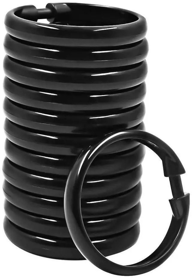 Main image of Shower Curtain Rings-12 Pack- Plastic Shower Curtain Hooks O-Shaped Rings Hook Glide Easily on Bathroom Shower Rod(Black)