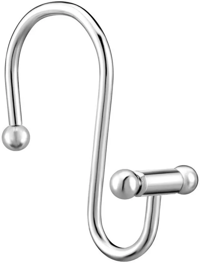 Main image of Bathroom Decorative Shower Curtain Hook Upgrade T Shape Anti-Slip Shower Curtain Ring Rustproof Multi-use Hangers (Chrome)