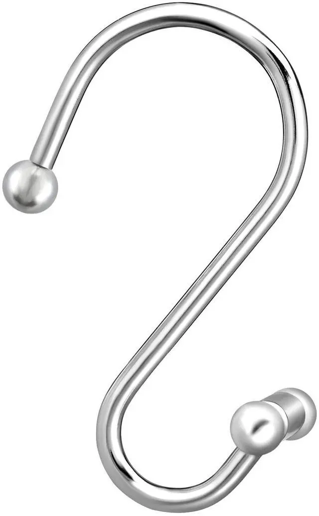 Alt view image 2 of 5 - Bathroom Decorative Shower Curtain Hook Upgrade T Shape Anti-Slip Shower Curtain Ring Rustproof Multi-use Hangers (Chrome)