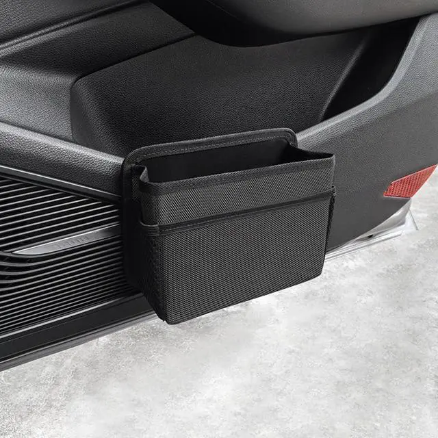 Main image of Car Trash Can, Foldable Multifunctional Hanging Storage Box Trash Can with a Roll of Garbage Bag, Multi Pocket Design Suitable for Car, Home, and Office Car Trash Cans (Black)