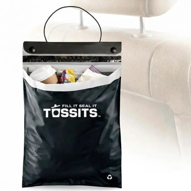 Main image of Recycled Disposable Car Trash Bags Leakproof, Smell Proof Hanging Garbage Bags for Car, Truck, SUV, RV & Vehicle Black, 7 Count Disposable Automotive Trash Bags