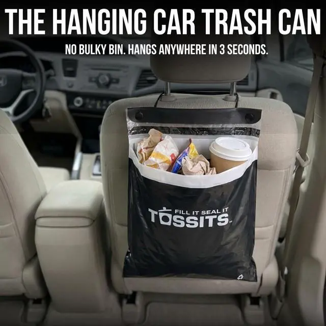 Alt view image 2 of 6 - Recycled Disposable Car Trash Bags Leakproof, Smell Proof Hanging Garbage Bags for Car, Truck, SUV, RV & Vehicle Black, 7 Count Disposable Automotive Trash Bags