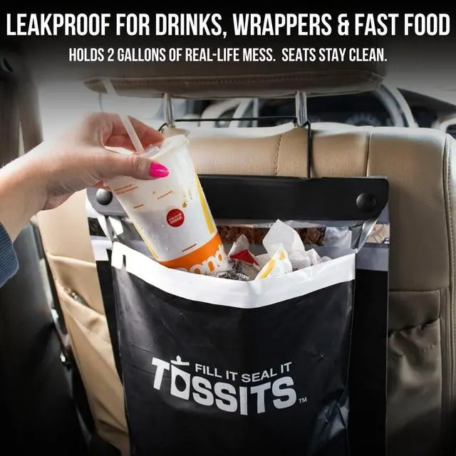 Alt view image 6 of 6 - Recycled Disposable Car Trash Bags Leakproof, Smell Proof Hanging Garbage Bags for Car, Truck, SUV, RV & Vehicle Black, 7 Count Disposable Automotive Trash Bags