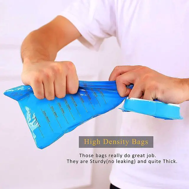 Alt view image 4 of 7 - 14 Pack Disposable Vomit Bags (Thick), Barf Bags 1000ML Blue, Morning Sickness Bag Hospital Grade Leaking Resistant by