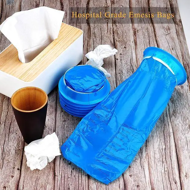 Alt view image 3 of 7 - 14 Pack Disposable Vomit Bags (Thick), Barf Bags 1000ML Blue, Morning Sickness Bag Hospital Grade Leaking Resistant by