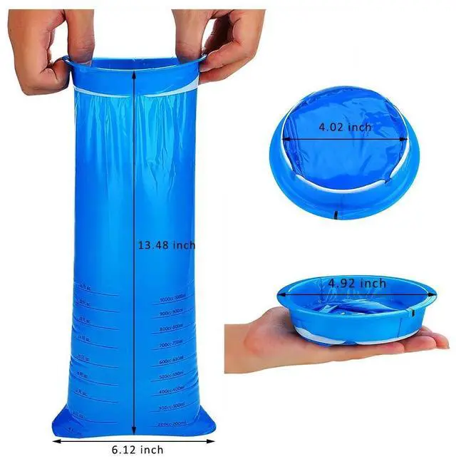Alt view image 5 of 7 - 14 Pack Disposable Vomit Bags (Thick), Barf Bags 1000ML Blue, Morning Sickness Bag Hospital Grade Leaking Resistant by