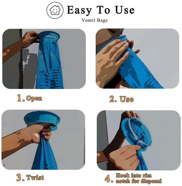 Alt view image 7 of 7 - 14 Pack Disposable Vomit Bags (Thick), Barf Bags 1000ML Blue, Morning Sickness Bag Hospital Grade Leaking Resistant by