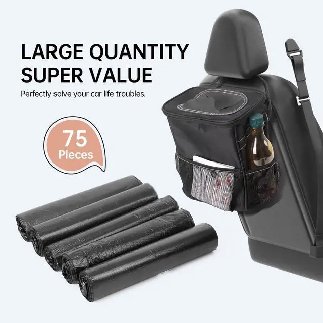 Alt view image 4 of 7 - Car Trash Can Bags (5-Pack) total 75 bags- For Car