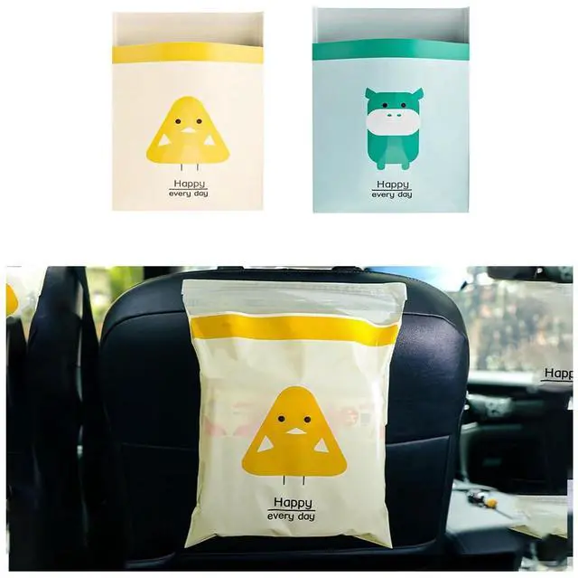 Main image of 30PCS Easy Stick-On Disposable Car Trash Bags, Self -Adhesive Waterproof Car Garbage Bags, Portable Leak Proof Vomit Bags Suitable for Car, Bedroom, Office, Kitchen (Yellow & Cyan)