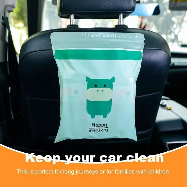 Alt view image 5 of 6 - 30PCS Easy Stick-On Disposable Car Trash Bags, Self -Adhesive Waterproof Car Garbage Bags, Portable Leak Proof Vomit Bags Suitable for Car, Bedroom, Office, Kitchen (Yellow & Cyan)