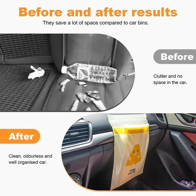 Alt view image 4 of 6 - 30PCS Easy Stick-On Disposable Car Trash Bags, Self -Adhesive Waterproof Car Garbage Bags, Portable Leak Proof Vomit Bags Suitable for Car, Bedroom, Office, Kitchen (Yellow & Cyan)