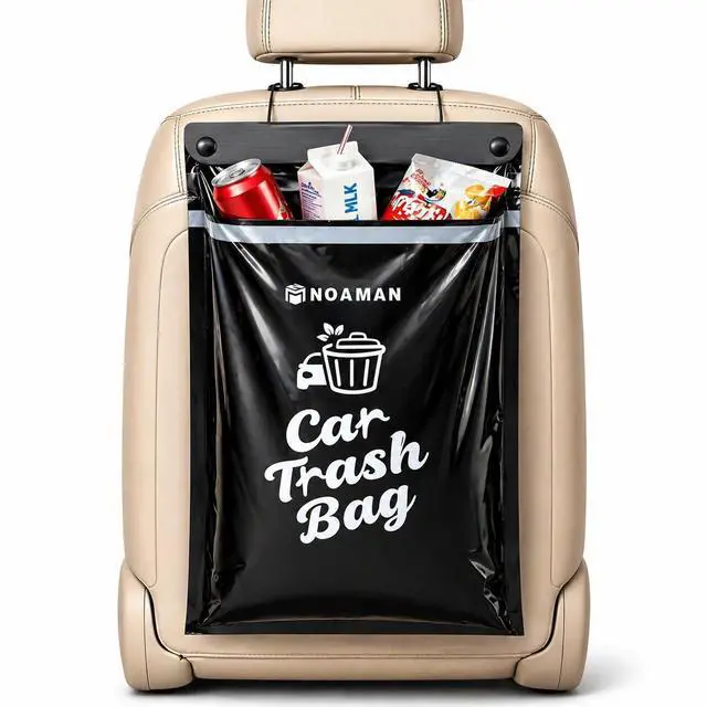 Main image of 50PCS 1 Pack Car Trash Bags, 2.5 Gal Disposable Garbage Bags for Car, SUV, Truck and RV, Leak-Resistant Odor-Control Bags, Stick-On or Headrest Mount, Alternative to Car Trash Can, Black