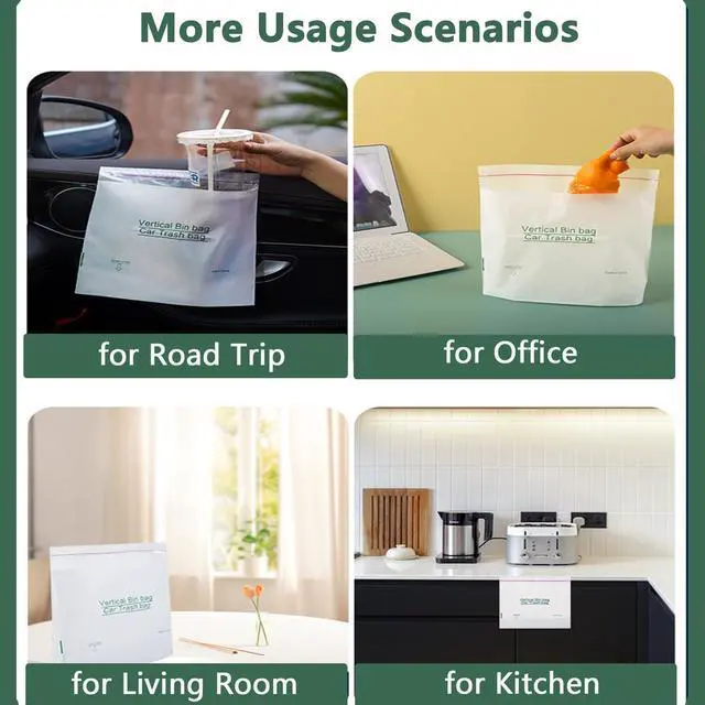 Alt view image 7 of 7 - 20PCS Disposal Car Trash Bin Bags, Stick-on Waste Bags with No Marks, Hanging Recycled Garbage Bags for Auto, Travel, Camping and Offices Cleaning, Space-Saving Vomit Bags, Leak Proof & Waterproof