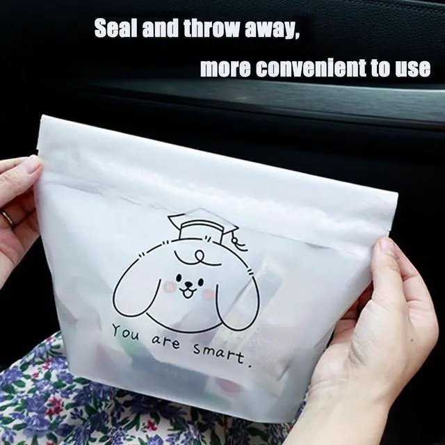 Alt view image 5 of 7 - Easy Stick-On Disposable Car Trash Bags, Leakproof Vomit Bags for Car, Office Storage Bag, Desk Trash Bag, Vomit Bags. Self Adhesive Cleaning Bags for Cars, Bedrooms, Study Rooms (105)