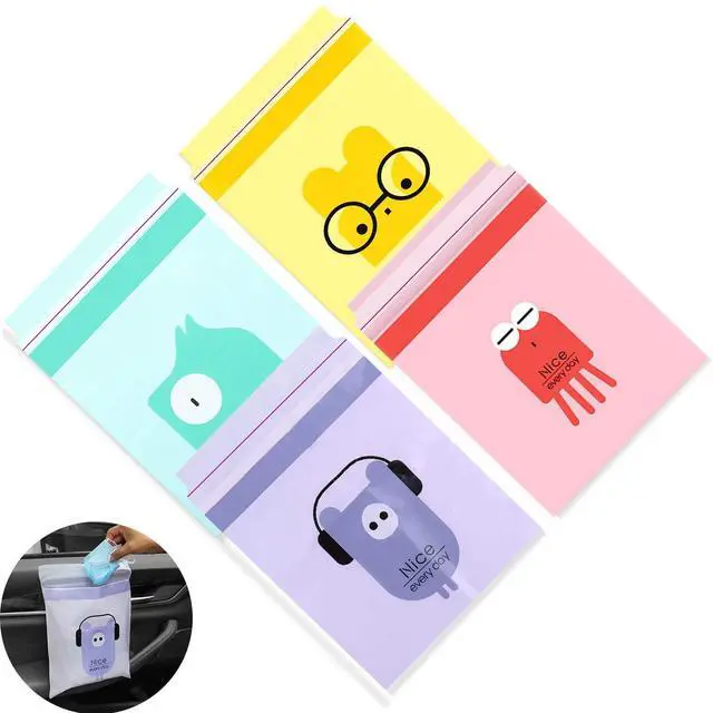 Main image of Car Trash Bags, 60PCS Easy Stick-On Disposable Portable Car Garbage Bags, Durable Waterproof Kitchen Trash Bag, Leak Proof Vomit Trash Bag Suitable for Cars, Bedrooms, Bathrooms, Offices 13