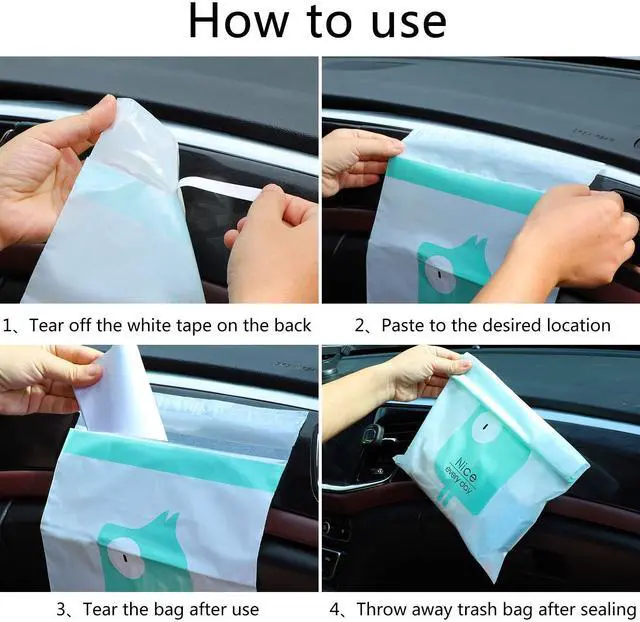 Alt view image 4 of 7 - Car Trash Bags, 60PCS Easy Stick-On Disposable Portable Car Garbage Bags, Durable Waterproof Kitchen Trash Bag, Leak Proof Vomit Trash Bag Suitable for Cars, Bedrooms, Bathrooms, Offices 13